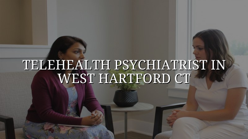 Telehealth psychiatry visit for an adult in West Hartford, CT